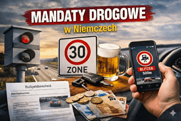 Mandaty drogowe w Niemczech 2026 – prędkość, strefa 30, telefon, radar
