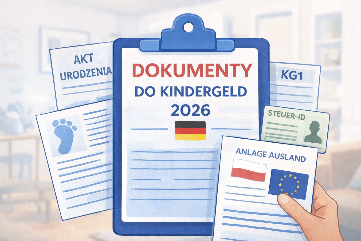 Dokumenty do Kindergeld 2026 – lista formularzy KG1, Anlage Kind i Anlage Ausland (PL–DE)