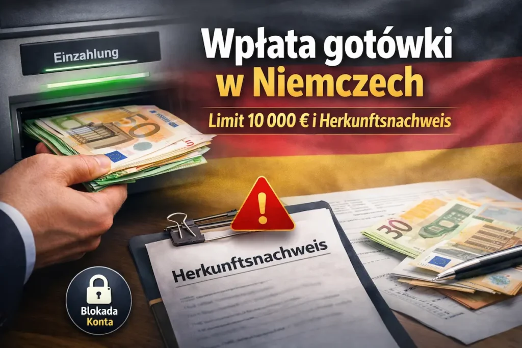 Wpłata gotówki w Niemczech – limit 10 000 euro i Herkunftsnachweis